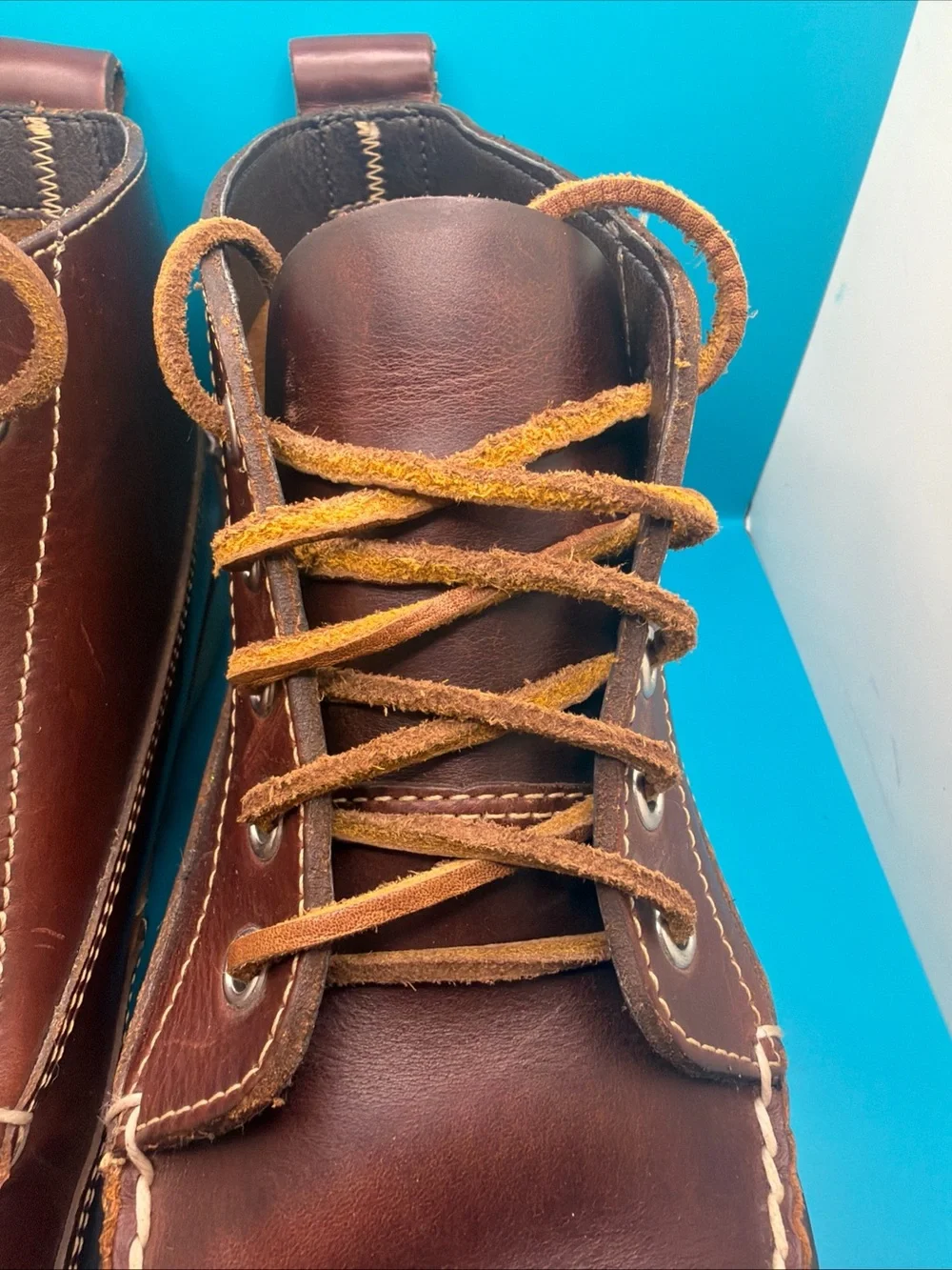 New G.H  Bass & Co Camp Moc Boots Brown Mens White Soles 10 M Leather Laces